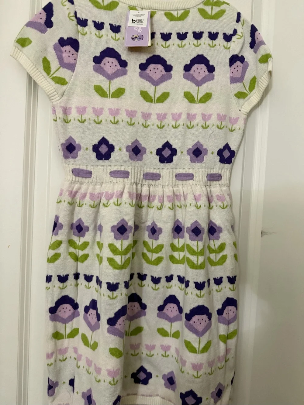 Gymboree Girls Floral Knit Dress with Bow - Lavender & Green size 10 NWT